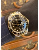 ROLEX GMT-MASTER II REF 16713 HALF 18K 750 YELLOW GOLD BLACK DIAL 40MM AUTOMATIC WATCH