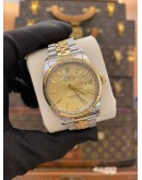 ROLEX DATEJUST 36 HALF 18K 750 YELLOW GOLD REF 16013 CHAMPAGNE DIAL 36MM AUTOMATIC WATCH