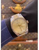 ROLEX DATEJUST 36 HALF 18K 750 YELLOW GOLD REF 16013 CHAMPAGNE DIAL 36MM AUTOMATIC WATCH