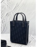 (LIKE NEW) CHRISTIAN DIOR SAFARI NORTH-SOUTH MINI TOTE BAG BLACK DIOR OBLIQUE JACQUARD WITH LONG STRAP 