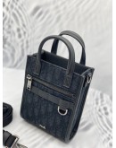 (LIKE NEW) CHRISTIAN DIOR SAFARI NORTH-SOUTH MINI TOTE BAG BLACK DIOR OBLIQUE JACQUARD WITH LONG STRAP 