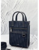 (LIKE NEW) CHRISTIAN DIOR SAFARI NORTH-SOUTH MINI TOTE BAG BLACK DIOR OBLIQUE JACQUARD WITH LONG STRAP 