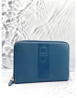 SALVATORE FERRAGAMO GANCINI NAVY BLUE CLUTCH 