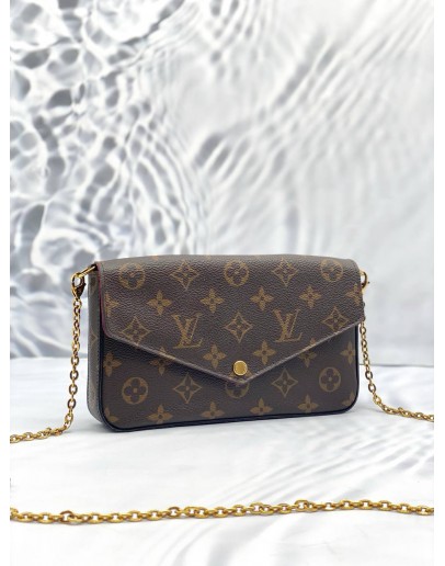 (LIKE NEW) LOUIS VUITTON FELICIE FLAP BAG IN BROWN MONOGRAM CANVAS