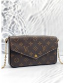 (LIKE NEW) LOUIS VUITTON FELICIE FLAP BAG IN BROWN MONOGRAM CANVAS