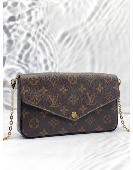 (LIKE NEW) LOUIS VUITTON FELICIE FLAP BAG IN BROWN MONOGRAM CANVAS
