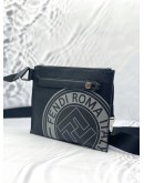 (BRAND NEW) FENDI LOGO STAMP FLAT PRINTED LEATHER MESSENGER BAG 