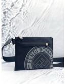 (BRAND NEW) FENDI LOGO STAMP FLAT PRINTED LEATHER MESSENGER BAG 