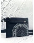 (BRAND NEW) FENDI LOGO STAMP FLAT PRINTED LEATHER MESSENGER BAG 