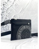 (BRAND NEW) FENDI LOGO STAMP FLAT PRINTED LEATHER MESSENGER BAG 