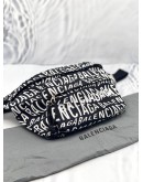 (BRAND NEW) BALENCIAGA NYLON WAVE LOGO PRINT WHEEL BLACK WHITE BELTPACK