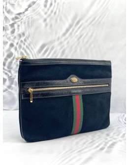 (LIKE NEW) GUCCI BLACK OPHIDIA SUEDE LEATHER POUCH 
