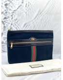 (LIKE NEW) GUCCI BLACK OPHIDIA SUEDE LEATHER POUCH 