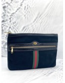 (LIKE NEW) GUCCI BLACK OPHIDIA SUEDE LEATHER POUCH 