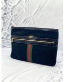 (LIKE NEW) GUCCI BLACK OPHIDIA SUEDE LEATHER POUCH 