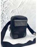 (LIKE NEW) GUCCI BLACK GG LEATHER AND CANVAS CROSSBODY BAG 