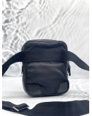 (LIKE NEW) GUCCI BLACK GG LEATHER AND CANVAS CROSSBODY BAG 