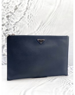 (LIKE NEW) PRADA NAVY BLUE SAFFIANO LEATHER CLUTCH 