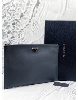 (LIKE NEW) PRADA NAVY BLUE SAFFIANO LEATHER CLUTCH 