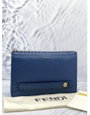 (BRAND NEW) FENDI NAVY BLUE SELLERIA LEATHER ZIP CLUTCH BAG 