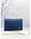 (BRAND NEW) FENDI NAVY BLUE SELLERIA LEATHER ZIP CLUTCH BAG 