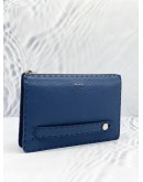(BRAND NEW) FENDI NAVY BLUE SELLERIA LEATHER ZIP CLUTCH BAG 