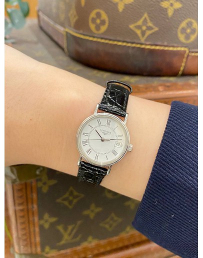 LONGINES RELOJ MUJER PRESENCE REF L4.220.4 ROMAN NUMERALS WHITE DIAL 23MM QUARTZ WATCH
