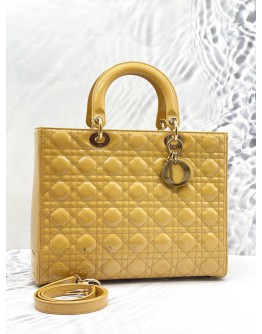 CHRISTIAN DIOR PATENT LEATHER CANNAGE LADY DIOR