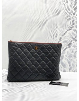 (LIKE NEW) CHANEL O CASE CAVIAR CLUTCH IN BLACK GHW