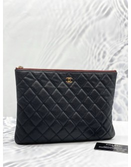 (LIKE NEW) CHANEL O CASE CAVIAR CLUTCH IN BLACK GHW
