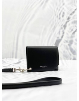 (BRAND NEW) YVES SAINT LAURENT PARIS LEATHER CARD HOLDER IN BLACK -FULL SET-