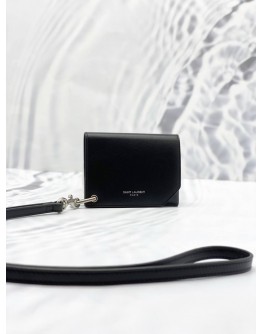 (BRAND NEW) YVES SAINT LAURENT PARIS LEATHER CARD HOLDER IN BLACK -FULL SET-