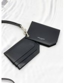 (BRAND NEW) YVES SAINT LAURENT PARIS LEATHER CARD HOLDER IN BLACK -FULL SET-