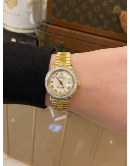 ROLEX LADY DATEJUST REF 6927 HALF 18K 750 YELLOW GOLD ROMAN WHITE DIAL 26MM AUTOMATIC WATCH