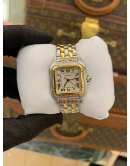 (LIKE NEW) 2010 CARTIER PANTHERE MM REF 187949 SS HALF 18K 750 YELLOW GOLD 28MM QUARTZ WATCH -FULL SET-