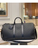 LOUIS VUITTON KEEPALL MONOGRAM SHADOW EMBOSSED LEATHER BANDOULIERE 50 