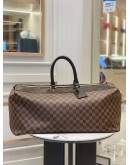 (LIKE NEW) LOUIS VUITTON GREENWICH GM HANDLE TRAVEL BAG IN BROWN DAMIER EBENE CANVAS WITH LEATHER TRIM 