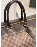 (LIKE NEW) LOUIS VUITTON GREENWICH GM HANDLE TRAVEL BAG IN BROWN DAMIER EBENE CANVAS WITH LEATHER TRIM 