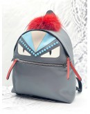 (UNUSED) FENDI VITELLO ELITE FOX GOAT FUR MONSTER EYES STUDDED ACCIAO PIENTO MULTICOLOR NYLON BACKPACK 