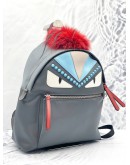 (UNUSED) FENDI VITELLO ELITE FOX GOAT FUR MONSTER EYES STUDDED ACCIAO PIENTO MULTICOLOR NYLON BACKPACK 