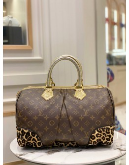 (LIKE NEW) LOUIS VUITTON MONOGRAM CANVAS LEOPARD STEPHEN HANDLE BAG