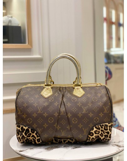 (LIKE NEW) LOUIS VUITTON MONOGRAM CANVAS LEOPARD STEPHEN HANDLE BAG