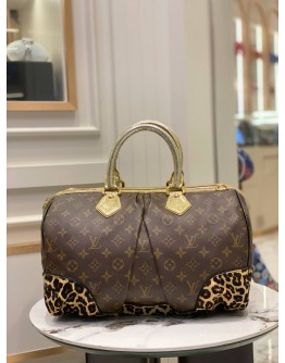(LIKE NEW) LOUIS VUITTON MONOGRAM CANVAS LEOPARD STEPHEN HANDLE BAG