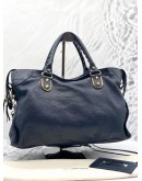 (LIKE NEW) BALENCIAGA CLASSIC CITY BAG IN DEEP BLUE AGED CALFSKIN LEATHER