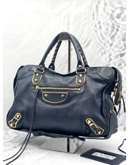 (LIKE NEW) BALENCIAGA CLASSIC CITY BAG IN DEEP BLUE AGED CALFSKIN LEATHER