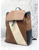 (LIKE NEW) BALLY LAGO LEATHER BACKPACK IN CARAMEL AND CREAM COLOUR DESIGN
