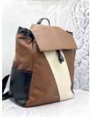 (LIKE NEW) BALLY LAGO LEATHER BACKPACK IN CARAMEL AND CREAM COLOUR DESIGN
