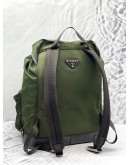 PRADA BACKPACK SOFT NYLON LEATEHR IN ARMY GREEN  WITH SILVER HARDWARE