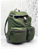 PRADA BACKPACK SOFT NYLON LEATEHR IN ARMY GREEN  WITH SILVER HARDWARE