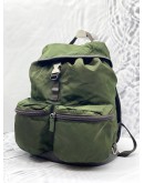 PRADA BACKPACK SOFT NYLON LEATEHR IN ARMY GREEN  WITH SILVER HARDWARE